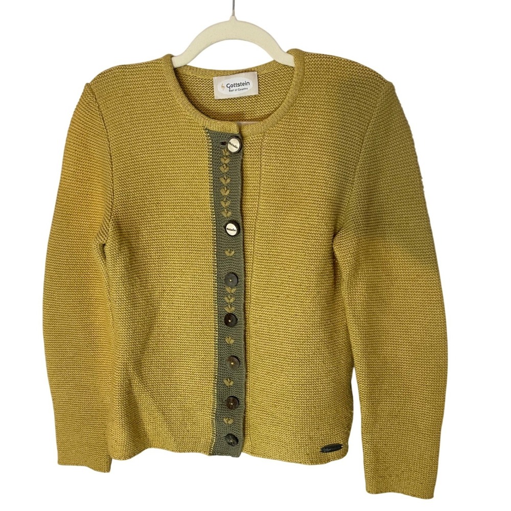 Gottstein Best of Country‎ Yellow Knit Cardigan Button Front Women's Size S
